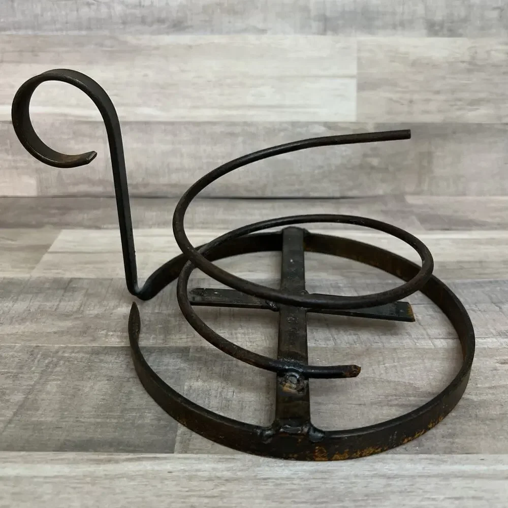 Vintage Candle Holder Wrought Iron Fat Candleholder Farmhouse Rustic Home Decor‎